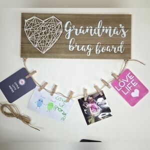 Wooden Grandma's Brag Board with Heart Design. Gifts for Grandma From Grandchild